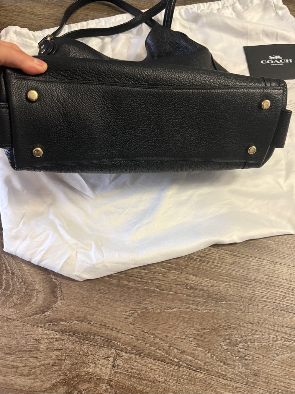 Coach Edie Black Pebbled Leather Shoulder Tote with Gold Hardware MSRP $374 - Picture 9 of 10